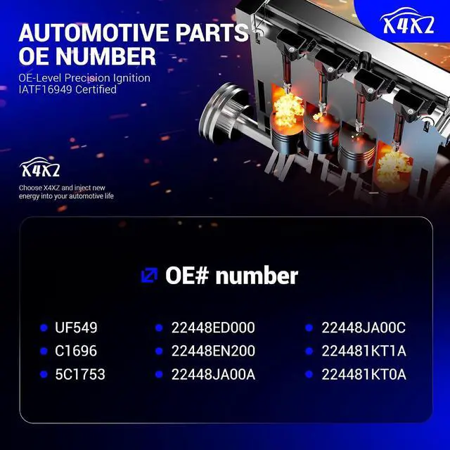 Alt view image 3 of 7 - UF549 Pack of 4 Ignition Coil Packs Fit For 2007-2019 Nissan Altima Versa Sentra Rogue Cube NV200 Pathfinder Infiniti FX50 M56 QX60 QX70 1.6L 1.8L 2.0L 2.5L l4 C1696 5C1753