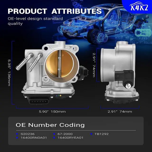 Alt view image 3 of 7 - S20236 Electronic Throttle Body For 2007-2017 Honda Accord,Crosstour,Odyssey,Pilot,Ridgeline/Acura MDX RDX TL TSX Replaces#16400RN0A01, 16400RYEA01,67-2000, TB1292