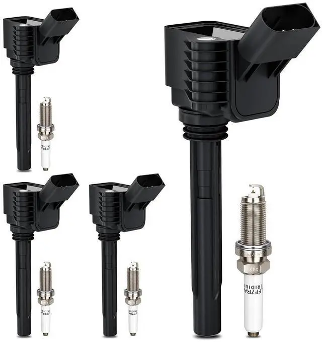 Main image of UF716 Ignition Coil & LFER7BHX Double Iridium Spark Plug For 2014-2020 Audi A3 A4 A5 A6 TT Quattro Q5 Q7 S3 S4/Volkswagen Beetle Golf Jetta Passat 1.8L 2.0L L4 Replace# UF765 UF771