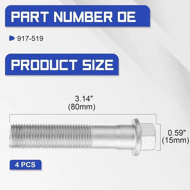 Alt view image 5 of 7 - 917-519 Front Wheel Hub Bearing Mounting Bolts Hardware Kit 4PCS for GMC Savana Sierra Yukon XL/Chevy Silverado 2500 3500 Express Suburban 2019-1999 Replaces# 15719028 917519