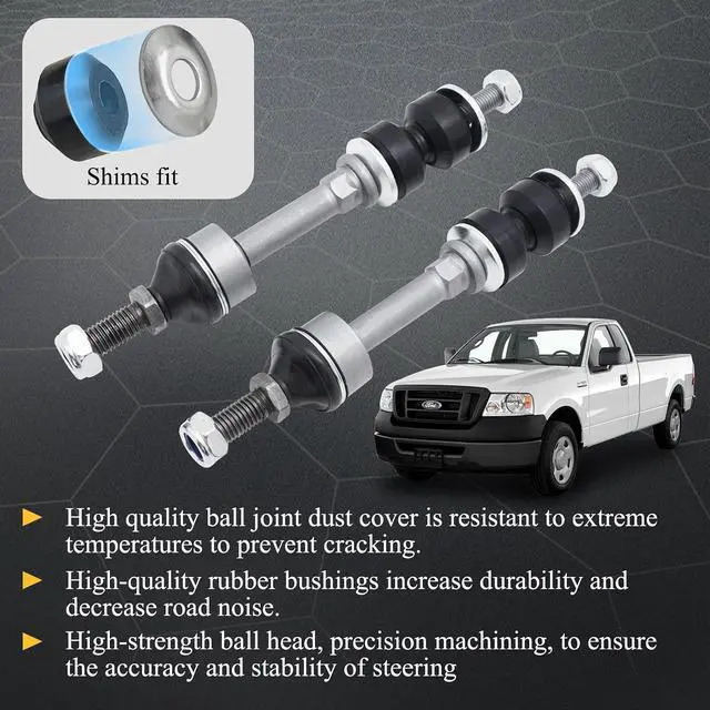 Alt view image 4 of 6 - Zinc-Nickel Alloy Front Stabilizer Sway Bar End Link End Kit for 2004-2008 Ford F-150 2WD 2006-2008 Lincoln MARK LT 2WD K80337