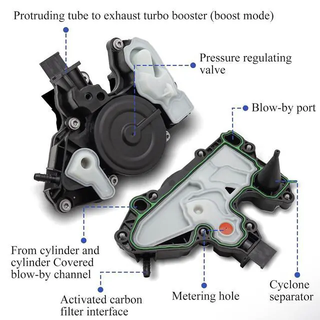 Alt view image 3 of 7 - PCV Valve Engine Crankcase Vent Valve Oil Separator for VW Jetta Passat Golf Bettle GTI for Audi A3 A4 A5 A6 A7 Q3 Q7 1.8T 2.0T 06K103495