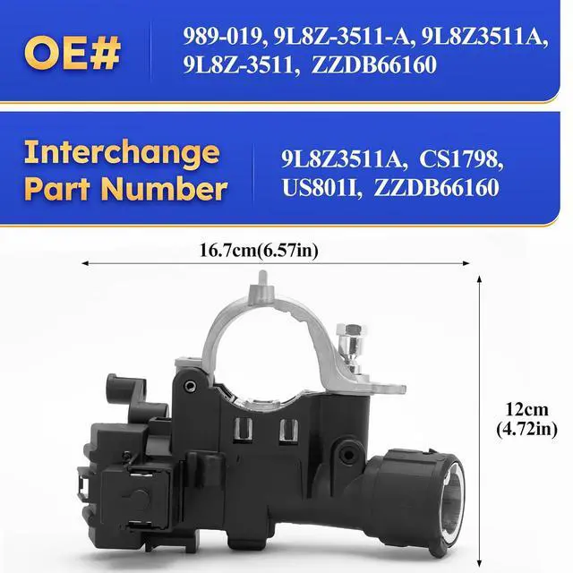 Alt view image 6 of 6 - 989-019 Ignition Lock Housing with Anti-theft Bolt for 2008-2011 Ford Focus,2008-2012 Ford Escape, 2008-2011 Mazda Tribute, 2008-2010 Mercury Mariner 9L8Z-3511-A