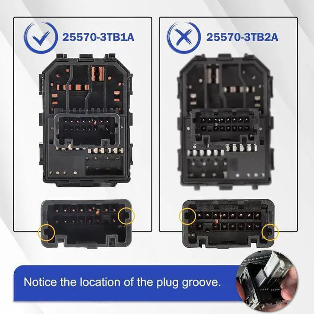 Alt view image 2 of 7 - 25570-3TB1A Door Mirror Switch Assy-Mirror Control Left Side for Nissan Altima Pathfinder Murano Rogue Maxima 2013-2019 Replaces 255703TB1A(Not fit 25570-3TB2A)