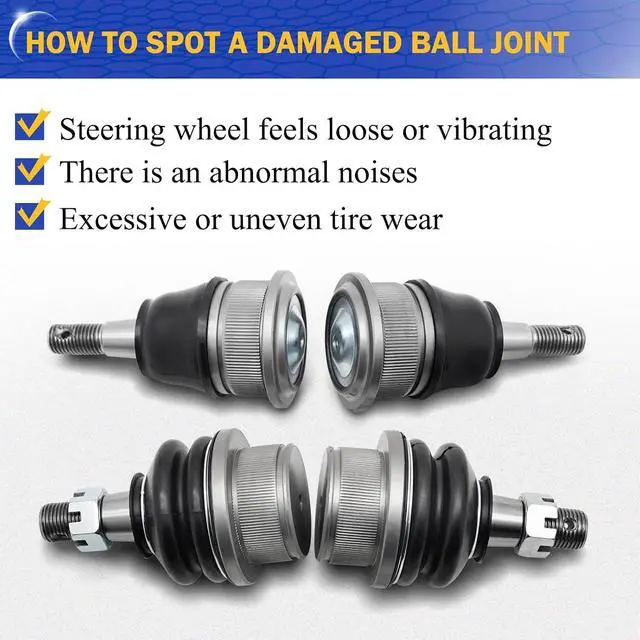 Alt view image 5 of 7 - Zinc-Nickel Alloy Front Upper & Lower Ball Joints for 1999-2008 Chevrolet Silverado 1500 GMC Tahoe Sierra Suburban Yukon Avalanche XL Cadillac Classic Escalade Express 2500 ESV EXT Savana K6540 K6541