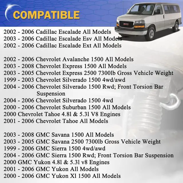Alt view image 2 of 7 - Zinc-Nickel Alloy Front Upper & Lower Ball Joints for 1999-2008 Chevrolet Silverado 1500 GMC Tahoe Sierra Suburban Yukon Avalanche XL Cadillac Classic Escalade Express 2500 ESV EXT Savana K6540 K6541