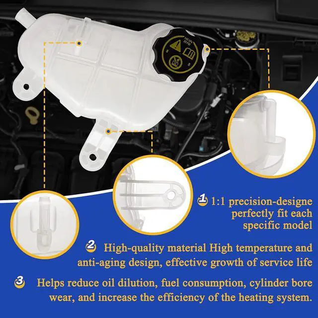 Alt view image 5 of 6 - Front Engine Coolant Reservoir Radiator Expansion Tank for Chevrolet Chevy Sonic 2012-2019 603-386