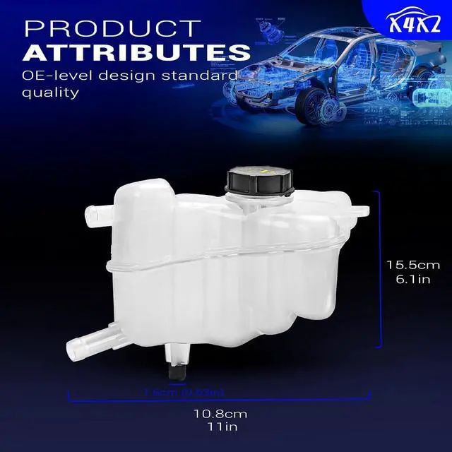 Alt view image 2 of 7 - 603-316 Coolant Overflow Reservoir Tank with Cap For 2013-2020 Ford Fusion/2013-2020 Lincoln MKZ Replaces#DG9Z-8A080-A, HG9Z-8A080-B, DG9Z-8100-A