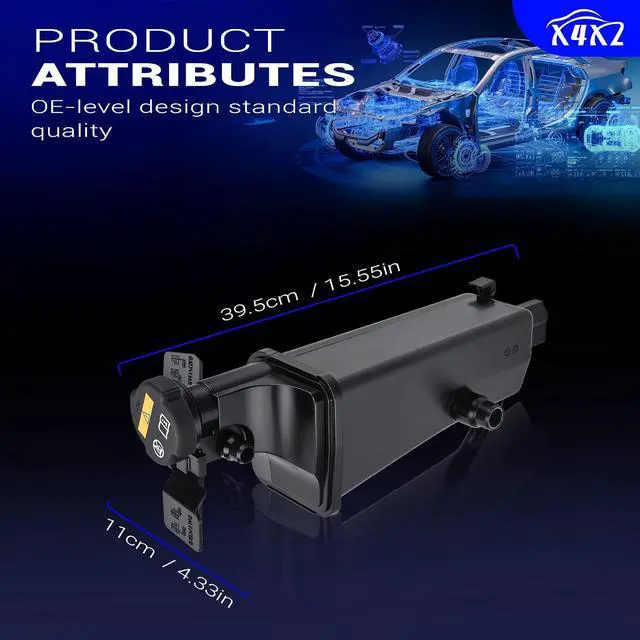 Alt view image 7 of 7 - Engine Coolant Reservoir Radiator Expansion Tank for 1999-2006 BMW E46 320i 323i 323Ci 325i 325Ci 325xi 328i 328Ci 330i 330Ci 330xi 603-535