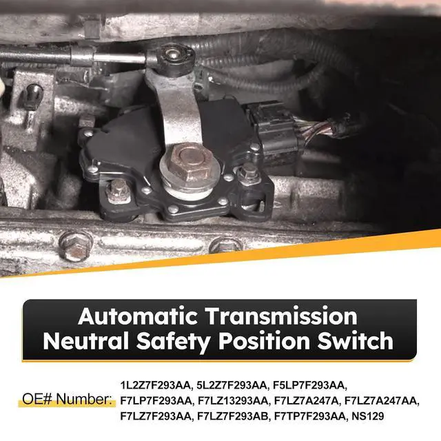 Alt view image 3 of 7 - F7LZ7F293AA Automatic Transmission Neutral Safety Position Switch for Ford F150 F250 E150 E250 E350 E450 Ranger Explorer Expedition Mustang Mazda Lincoln Replace# 5L2Z7F293AA, F5LP7F293AA