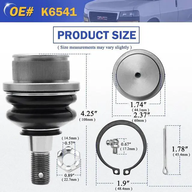Alt view image 3 of 7 - Ball Joints - OEM# K6541 Zinc-Nickel Alloy Front Lower Suspension compatible with Chevrolet Silverado 1500 GMC Tahoe Sierra Suburban Yukon Avalanche XL Cadillac Classic