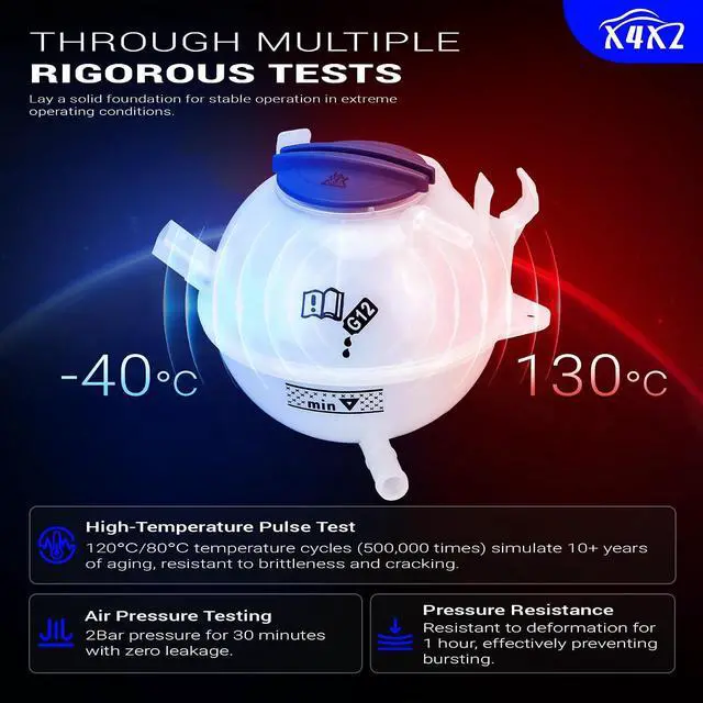Alt view image 4 of 7 - 603-253 Engine Coolant Reservoir Expansion Tank with Cap for AUDI A3 Q3 TT RS3/ VW Jetta Passat Golf Beetle CC Eos Tiguan Rabbit