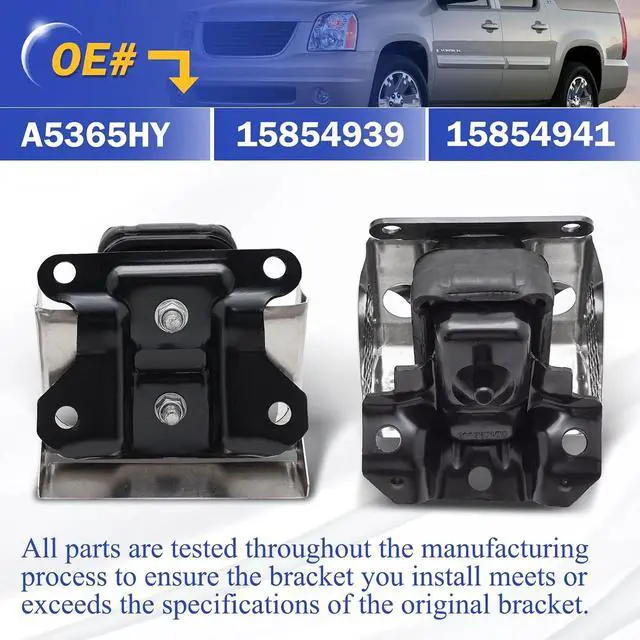 Alt view image 5 of 6 - A5365HY Engine Motor Mount with Heat Shield for 2007-2014 Chevy Tahoe Silverado Suburban Avalanche GMC Sierra Yukon Cadillac Escalade A5365HY 15854941, Black