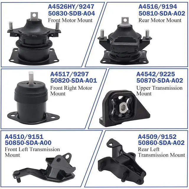 Alt view image 3 of 6 - Engine Mount Engine Motor & Transmission Mount for 2003-2007 Honda Accord 2.4L Automatic A4509 A4510 A4516 A4517 A4542 A4526HY Set of 6