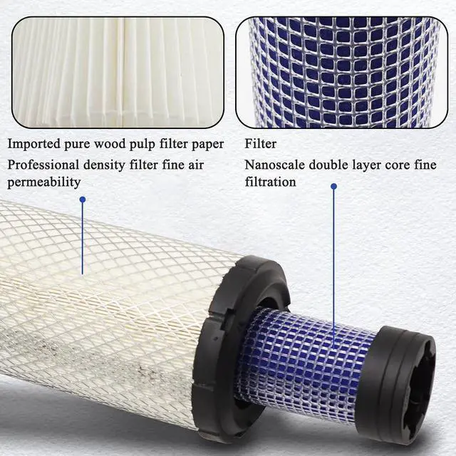Alt view image 3 of 6 - P821575 & P822858 Outer Inner Air Filter Air Cleaner for Bobcat FPG05 Air Cleaners Replaces 6672467 6672468 PM252Z PM260Z (Set of 2)