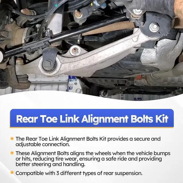 Alt view image 4 of 7 - 6508486AA Rear Camber Bolts, Rear Toe Link Alignment Bolts Kit for JEEP 11-19 Grand Cherokee,07-18 Compass,07-18 Patriot/07-12 Chrysler 200 Sebring/Dodge 07-12 Avenger,11-18 Durango,07-11 Caliber 2PCS