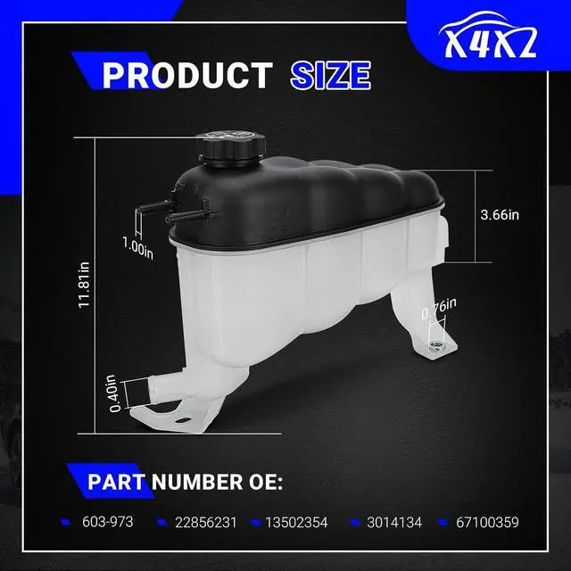 Alt view image 3 of 7 - 603-973 Coolant Overflow Reservoir Tank with Cap For Chevy Silverado 1500,Tahoe,Suburban/GMC Sierra 1500,Yukon,Yukon XL/Cadillac Escalade Replace# 22856231, 3014134