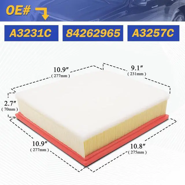Alt view image 7 of 7 - A3231C Engine Air FIlter for 2017-2019 Chevy Silverado 2500HD 3500HD GMC Sierra 2500HD 3500HD Duramax 6.6L V8 84262965 A3257C (Diesel Engine Only)