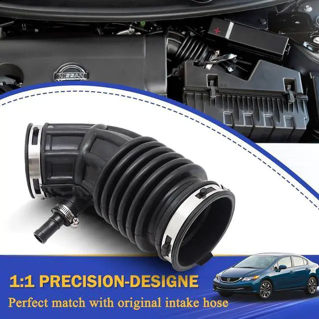 Alt view image 3 of 6 - Air Cleaner Intake Hose Tube with Clamps for 2007-2013 Nissan Altima 2.5L 4 Cylinder Engine 16576-JA000