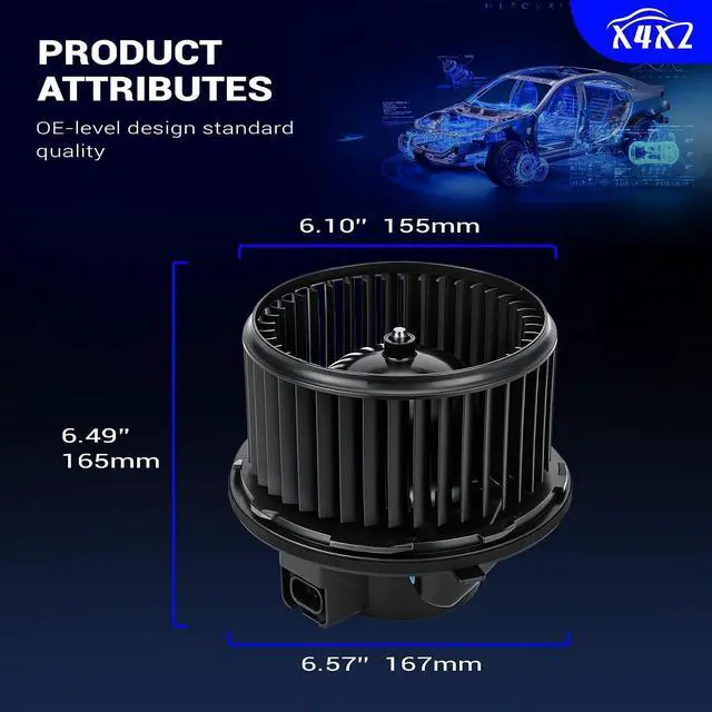 Alt view image 3 of 7 - 700089 HVAC Heater Blower Motor with Fan Cage for Chevy Silverado 1500, Avalanche, Tahoe, Suburban/GMC Sierra 2500, Yukon XL 1500/Cadillac Escalade 35143, 1581647, 15-81647, 89019321