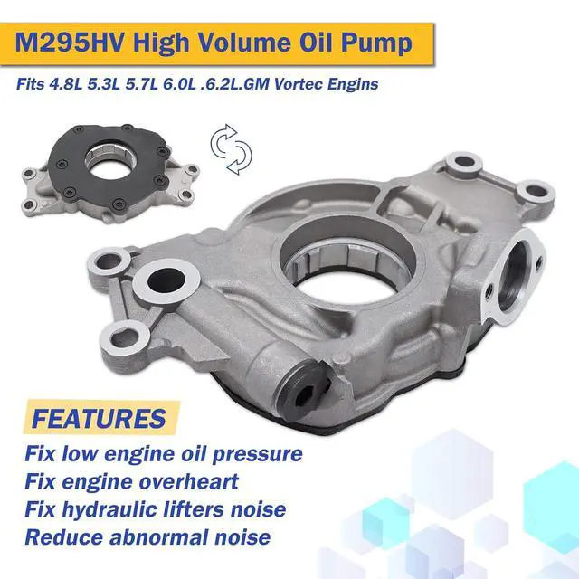 Alt view image 3 of 7 - M295HV High Volume Oil Pump for Chevy Silverado Suburban 1500 Tahoe Trailblazer GMC Sierra 1500 Yukon XL Cadillac Escalade Rainier 4.8L 5.3L 5.7L 6.0L 6.2L