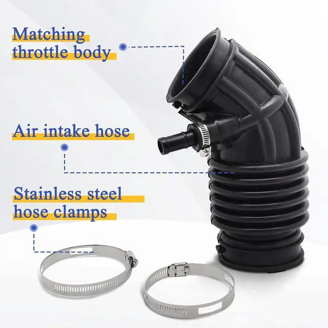 Alt view image 4 of 6 - Air Cleaner Intake Hose Tube with Clamps for 2007-2013 Nissan Altima 2.5L 4 Cylinder Engine 16576-JA000