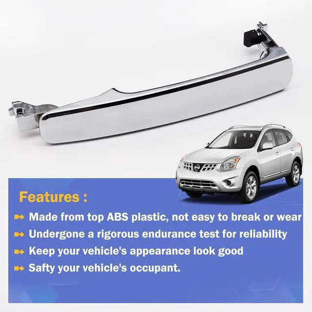 Alt view image 3 of 6 - Chrome Exterior Outside Door Handle Front Left Driver Side Door Handle for 2003-2007 Nissan Murano, 2010-2015 Rogue 2003-2008 Infiniti FX35 FX45 80640-CA012, 80640CA012