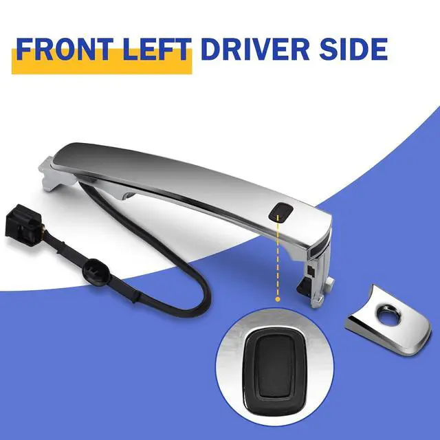 Alt view image 5 of 6 - Chrome Exterior Outside Door Handle Front Left Driver Side Door Handle with Smart Entry Keyless for 2010 2011 2012 2013 Nissan Rogue 80640-CZ31B, 80645-CA000