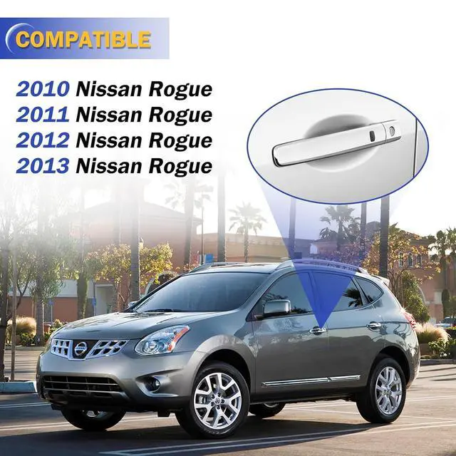 Alt view image 2 of 6 - Chrome Exterior Outside Door Handle Front Left Driver Side Door Handle with Smart Entry Keyless for 2010 2011 2012 2013 Nissan Rogue 80640-CZ31B, 80645-CA000