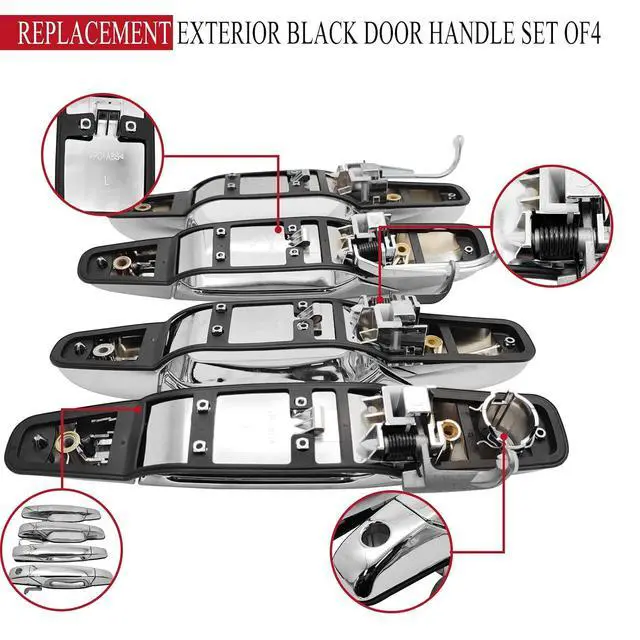 Alt view image 5 of 7 - Chrome Exterior Outside Door Handles for 2007-2014 Chevy Silverado 1500/2500/3500 Tahoe Suburban Avalanche/GMC Sierra 1500/2500 /3500 Yukon Yukon XL/Cadillac Escalade Escalade ESV Escalade EXT