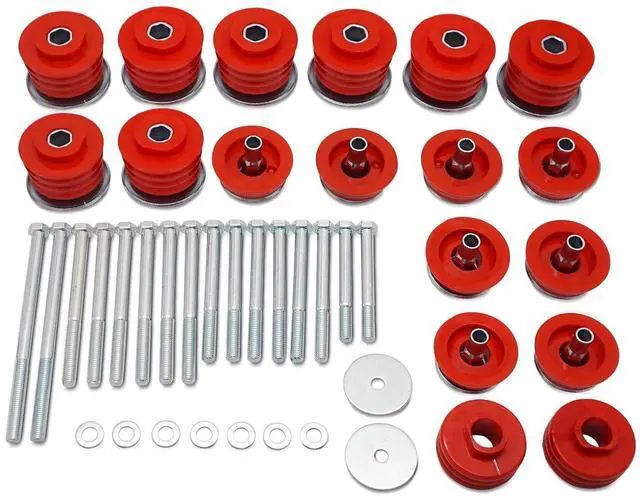 Main image of Super Duty Red Body Mount Bushing Kit for 2008-2016 Ford F250 F350 2WD 4WD Polyurethane Body Cab Mounts KF04060BK