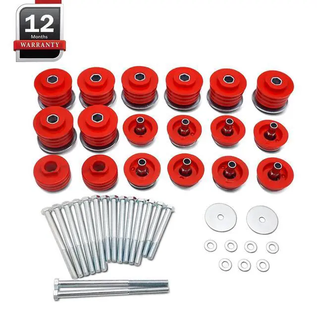 Alt view image 7 of 7 - Super Duty Red Body Mount Bushing Kit for 2008-2016 Ford F250 F350 2WD 4WD Polyurethane Body Cab Mounts KF04060BK