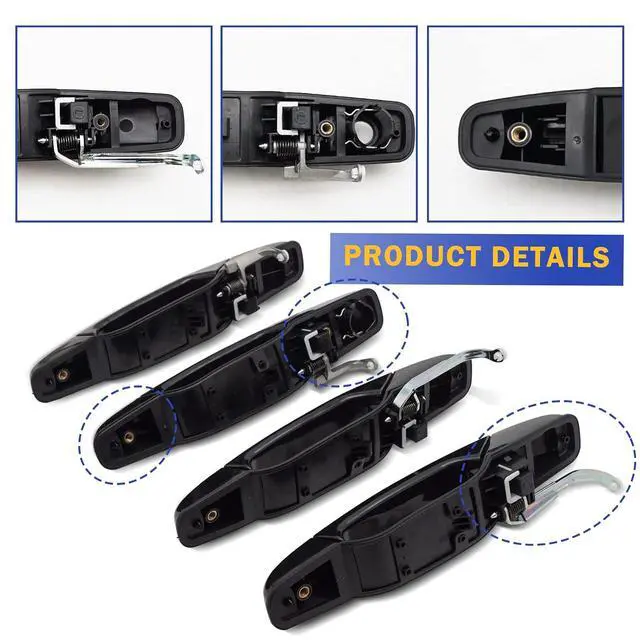 Alt view image 7 of 7 - Upgrade Exterior Door Handle Black for 2007-2014 Chevy Silverado Tahoe Avalanche/Cadillac Escalade/GMC Sierra Yukon Replaces 20828237, 20954796