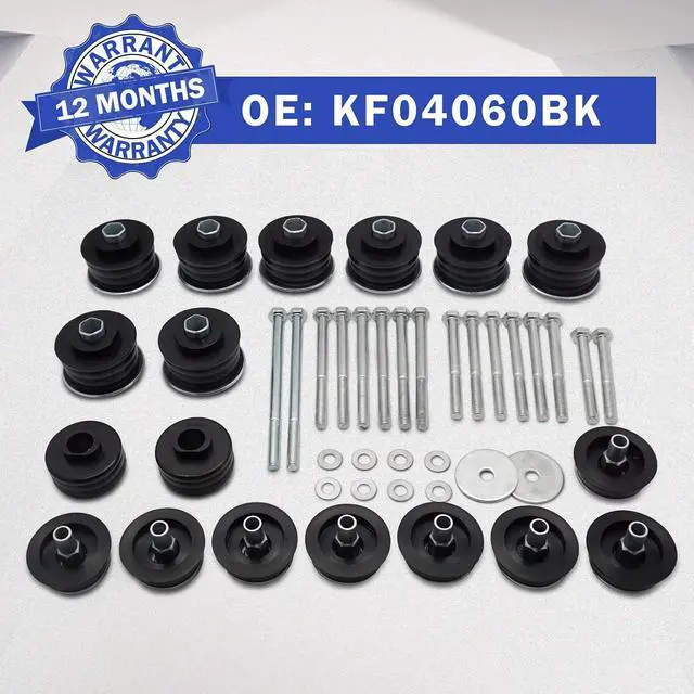 Alt view image 7 of 7 - Black Super Duty Body Mount Bushing Kit for 2008-2016 Ford F250 F350 2WD 4WD Polyurethane Body Cab Mounts & Steel Sleeves & Hardware KF04060BK