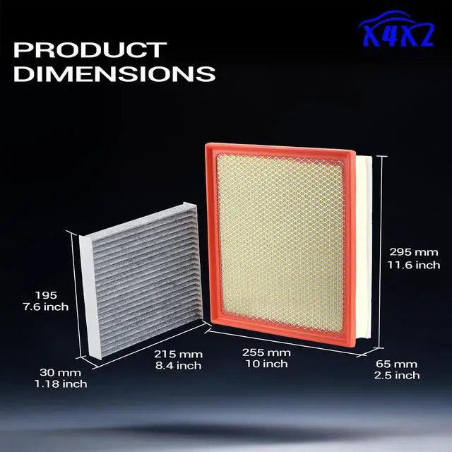 Alt view image 6 of 7 - CA11895 CF10285 Engine & Cabin Air Filter Set for 2014-2021 Toyota Sequoia 5.7L, 2014-2021 Toyota Tundra 4.6L 5.7L(Flexible Panel Air Filter Only) Replace# 17801-0P100 87139-50100