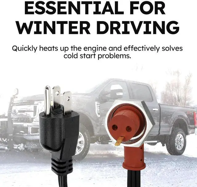 Alt view image 3 of 7 - 120V Engine Block Heater Cord 251919 with Cap for Ford Powerstroke Diesel E350 450 550 F250 F350 F450 F550 Dodge Ram 2500 3500 Cummins Diesel 5.9 6.7L Heavy Duty Immersion Heaters 6 Feet