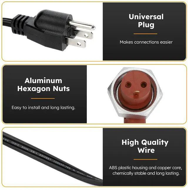 Alt view image 5 of 7 - 120V Engine Block Heater Cord 251919 with Cap for Ford Powerstroke Diesel E350 450 550 F250 F350 F450 F550 Dodge Ram 2500 3500 Cummins Diesel 5.9 6.7L Heavy Duty Immersion Heaters 6 Feet
