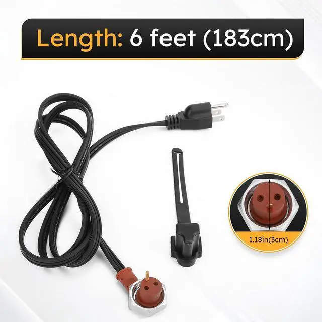 Alt view image 7 of 7 - 120V Engine Block Heater Cord 251919 with Cap for Ford Powerstroke Diesel E350 450 550 F250 F350 F450 F550 Dodge Ram 2500 3500 Cummins Diesel 5.9 6.7L Heavy Duty Immersion Heaters 6 Feet