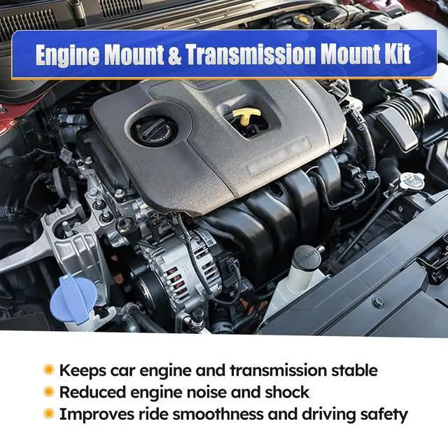 Alt view image 3 of 7 - Engine & Transmission Mount Kit for 2011-2016 Hyundai Elantra 1.8L, 2012-2014 Accent, 2012-2017 Veloster/2012-2017 Kia Rio, 2014-2016 Forte 1.6L - Black, Aluminum, Iron, Rubber