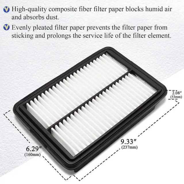 Alt view image 4 of 7 - CA12057 Engine Air Filter For Hyundai 17-20 Elantra, 18-20 Elantra GT, 18-22 Kona, 19-21 Veloster/KIA 19-23 Forte, 20-22 Forte5, 20-22 Soul Replaces# 28113-F2000 PA99194 WA10420