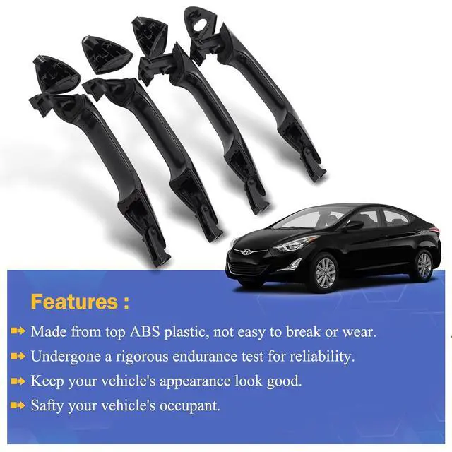 Alt view image 3 of 6 - 4PCS for 2011-2016 Hyundai Elantra Outside Exterior Door Handle LH&RH Front&Rear 826513X000