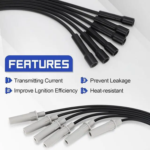 Alt view image 5 of 7 - 5019593AA Spark Plug Wire Kit for 2001-2010 Dodge Grand Caravan,Chrysler Town & Country, 2005-2008 Pacifica/2009-2010 Volkswagen Routan Replace# 05019593AA, 7B0905409
