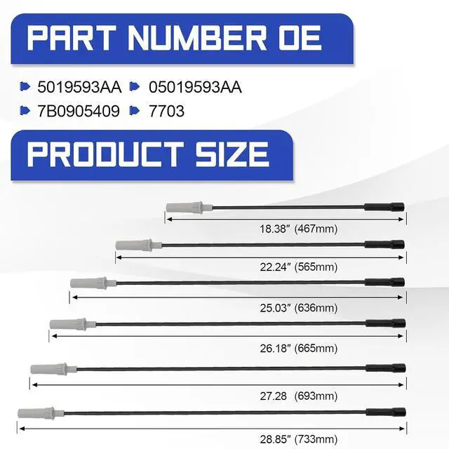Alt view image 7 of 7 - 5019593AA Spark Plug Wire Kit for 2001-2010 Dodge Grand Caravan,Chrysler Town & Country, 2005-2008 Pacifica/2009-2010 Volkswagen Routan Replace# 05019593AA, 7B0905409