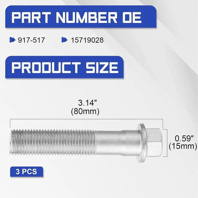 Alt view image 5 of 7 - 917-517 Front Wheel Hub Bearing Assembly Mounting Bolt Compatible with Chevy Silverado 1500 2500 3500 Astro Avalanche Suburban Express Tahoe/Cadillac Escalade/GMC Savana Yukon Sierra 15719028