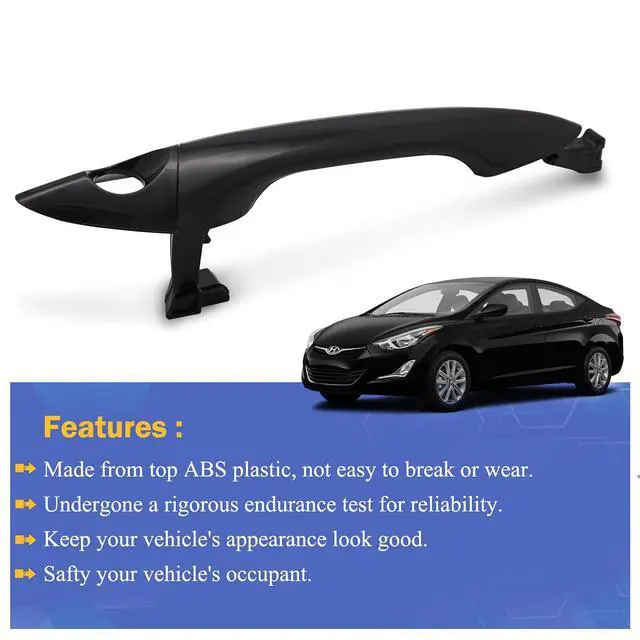 Alt view image 3 of 7 - Front Left Exterior Door Handle Driver Side for Hyundai Elantra Value Edition/Coupe GL/Coupe 2011-2016 826513X000 826523X000