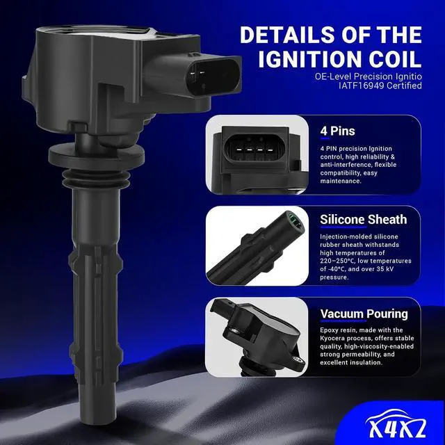 Alt view image 4 of 7 - UF535 Pack of 6 Ignition Coil Packs Fit For 2006-2014 Mercedes-Benz C250 C300 C350 CL550 CLK350 CLS550 E300 Dodge Sprinter C1691 UF-585 5C1748