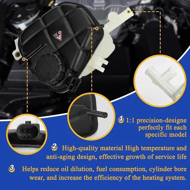 Alt view image 5 of 7 - 1645000049 Engine Coolant Reservoir Radiator Expansion Tank with Sensor & Pressurized Cap for 06-15 Mercedes-Benz GL320 GL350 GL450 GL550 SLS AMG ML350 ML450 ML500 ML550 ML63 Replaces# 603-256 EPT0009