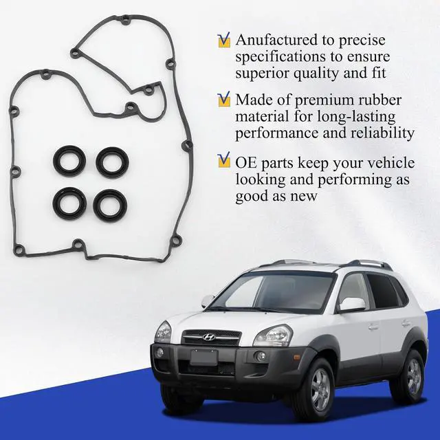 Alt view image 5 of 6 - Valve Cover Gasket with Spark Plug Seals for Hyundai Elantra 03-12/Tiburon 03-08/for Tucson 05-09 for Kia Spectra 04-09/Spectra5 05-09/Sportage 05-10 2244123800 2244323001 (ONLY 2.0L)