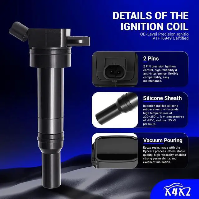 Alt view image 4 of 7 - UF651 Ignition Coil Packs Fit for 2011-2020 Hyundai Elantra, 2014-2021 Hyundai Tucson /2014-2016 Kia Forte, 2014-2018 Kia Forte5, 2012-2019 Kia Soul (1.8L 2.0L ONLY) 5C1861 C1804 1788511 273002E000