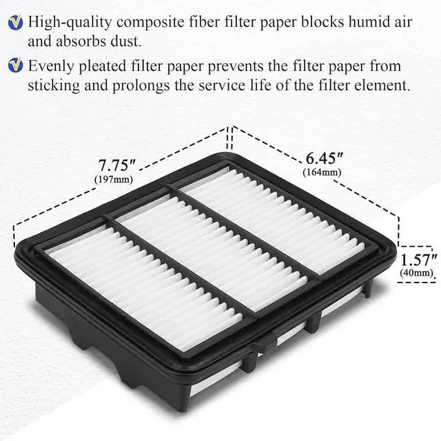 Alt view image 4 of 7 - CA12290 Engine Air Filter For 2018 2019 2020 2021 2022 2023 Honda Accord L4 1.5L Replace# 17220-6A0-A00 AF5296, A21447, PA99294, WA10813, XA11569